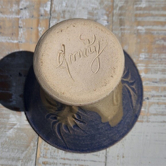 Studio Art Pottery Vase Hand Thrown Stoneware Drip Glaze Nature Inspired Earthen - Picture 3 of 9